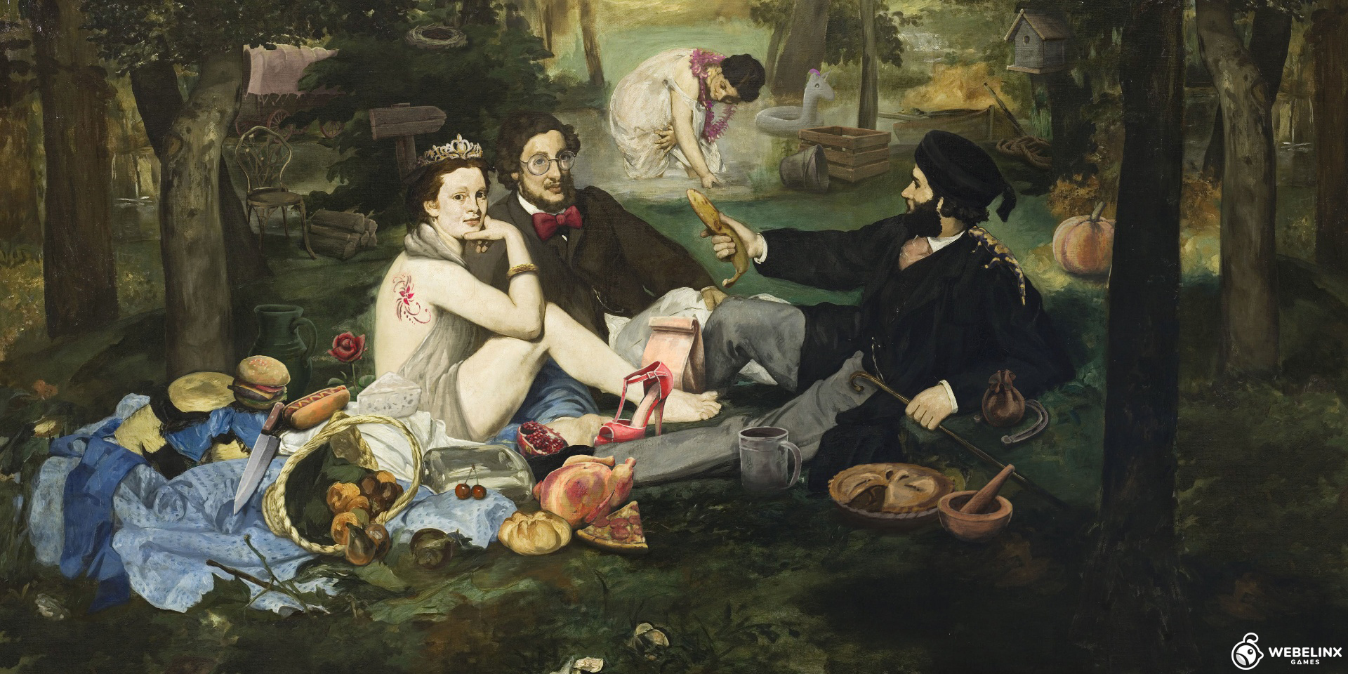 Hidden object scene — Luncheon on the Grass adaptation