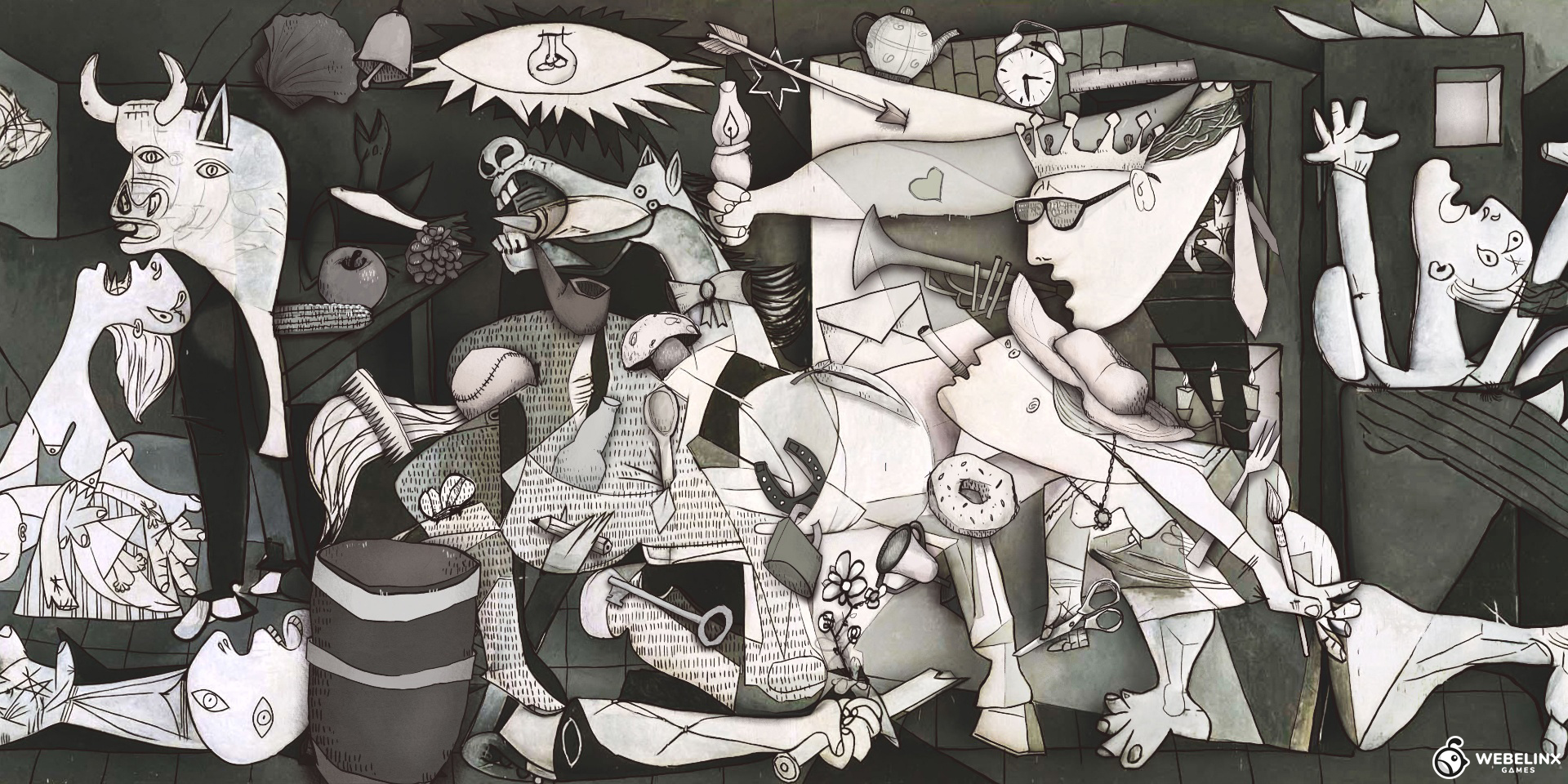 Hidden object scene — Guernica adaptation