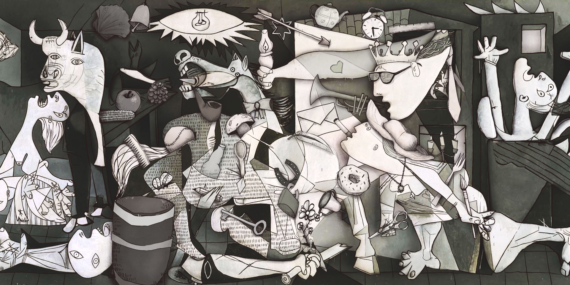 Hidden object scene — Guernica adaptation