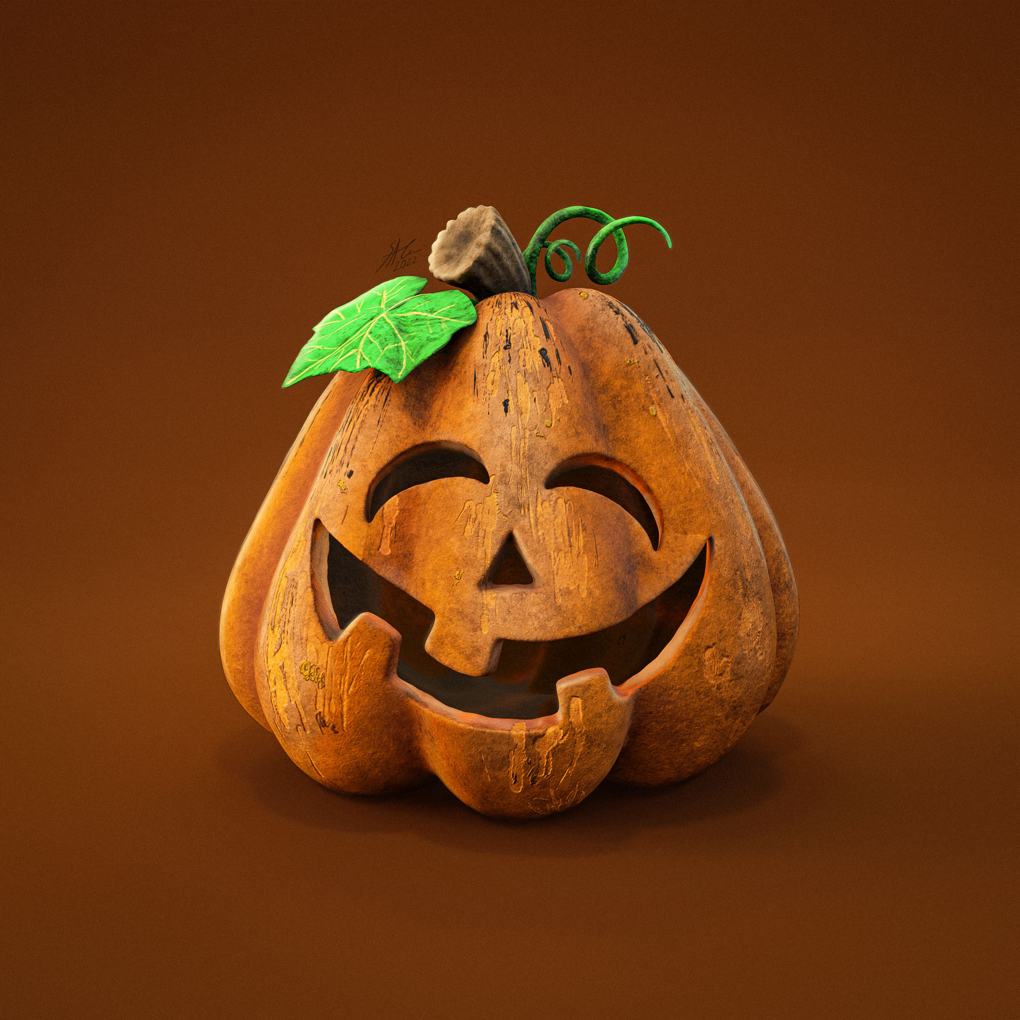 Jack-o'-lantern final textured 3D render