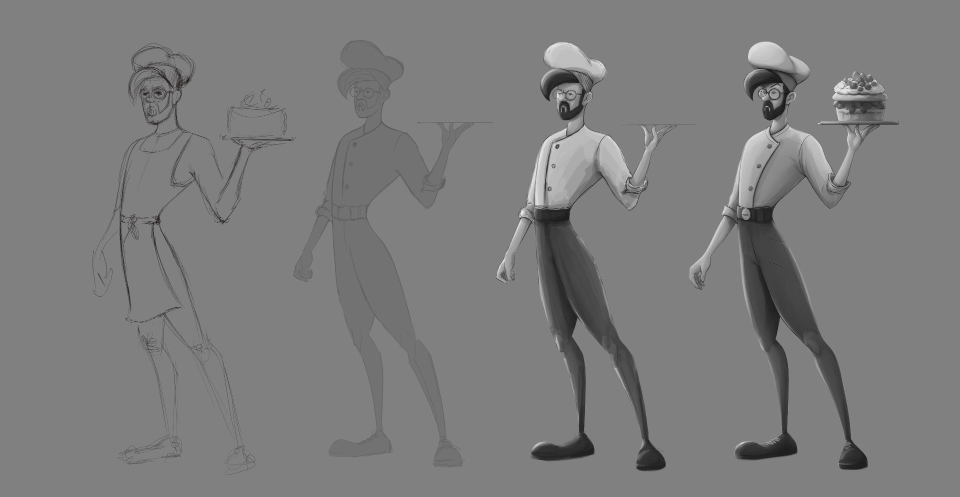 Character sketches — chef development stages